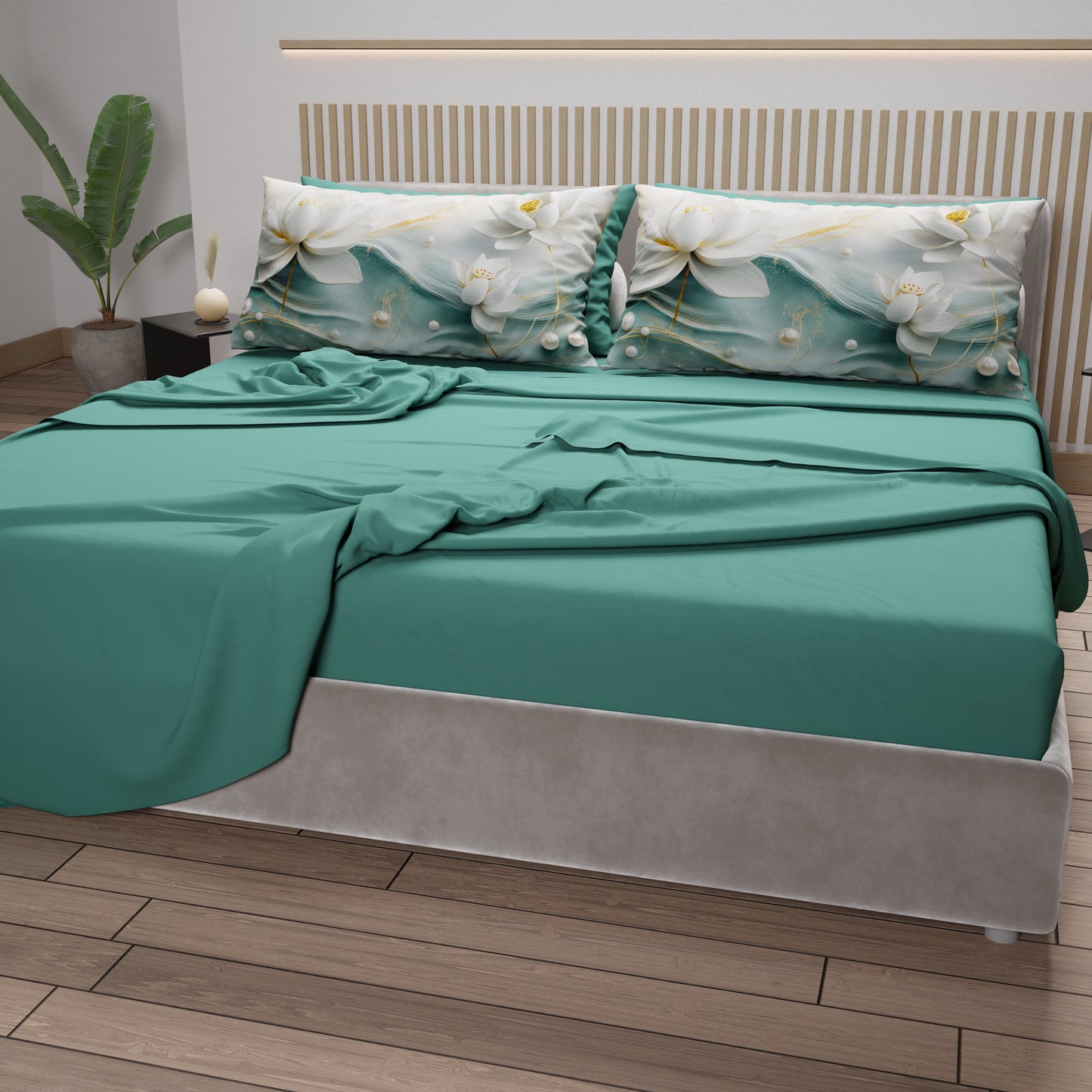 Lenzuola in Cotone, Completo Letto con Federe in Stampa Digitale Floreale 06-14