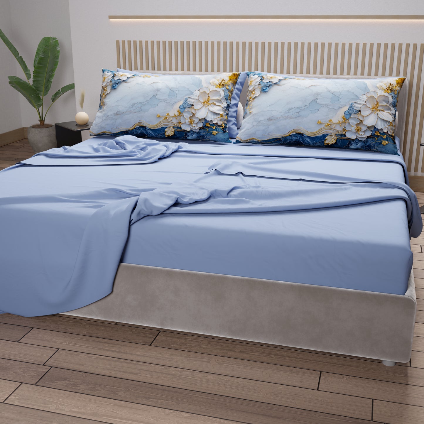 Lenzuola in Cotone, Completo Letto con Federe in Stampa Digitale Floreale 06-15