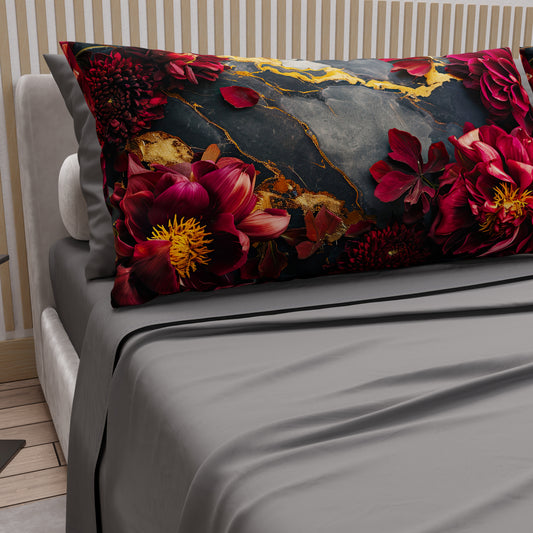Draps en Coton, Parure de Lit avec Taies d'Oreiller en Impression Numérique Florale 06-16