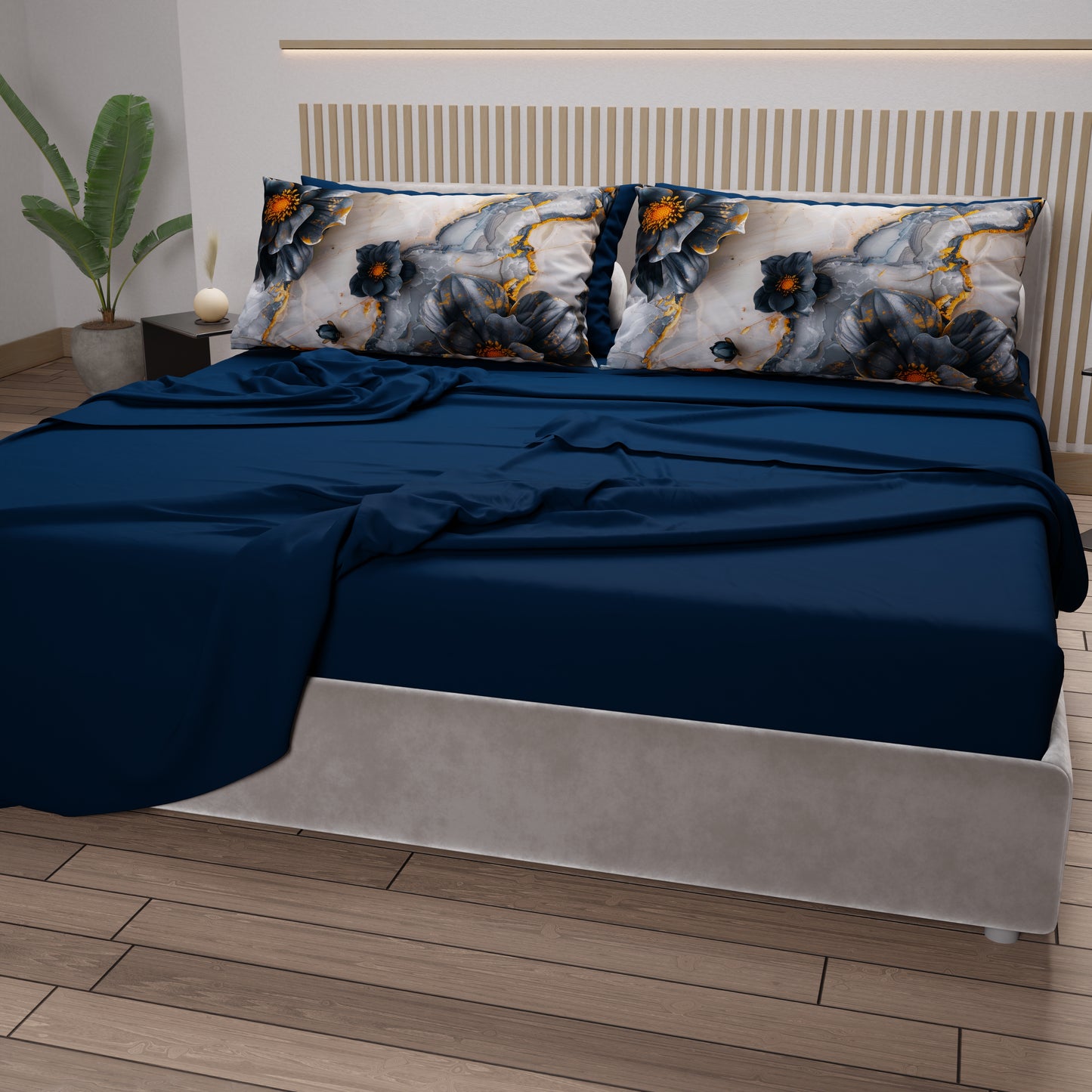 Lenzuola in Cotone, Completo Letto con Federe in Stampa Digitale Floreale 06-18