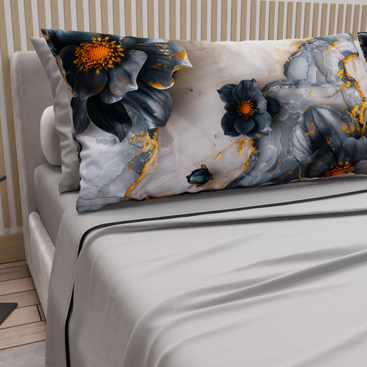 Lenzuola in Cotone, Completo Letto con Federe in Stampa Digitale Floreale 06-18