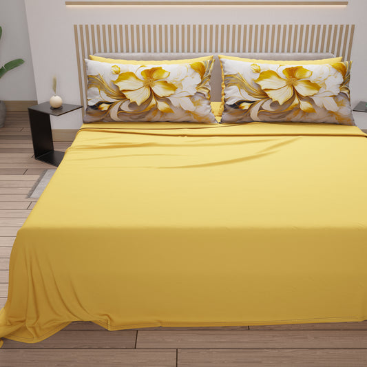 Lenzuola in Cotone, Completo Letto con Federe in Stampa Digitale Floreale 06-20