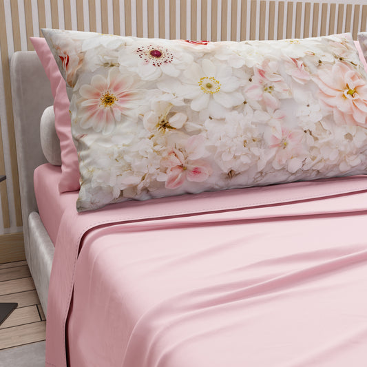 Draps en Coton, Parure de Lit avec Taies d'Oreiller en Impression Digitale Florale 06-21