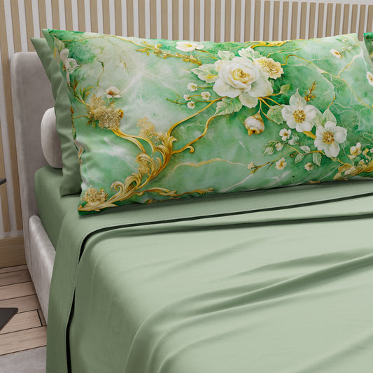 Lenzuola in Cotone, Completo Letto con Federe in Stampa Digitale Floreale 06-3