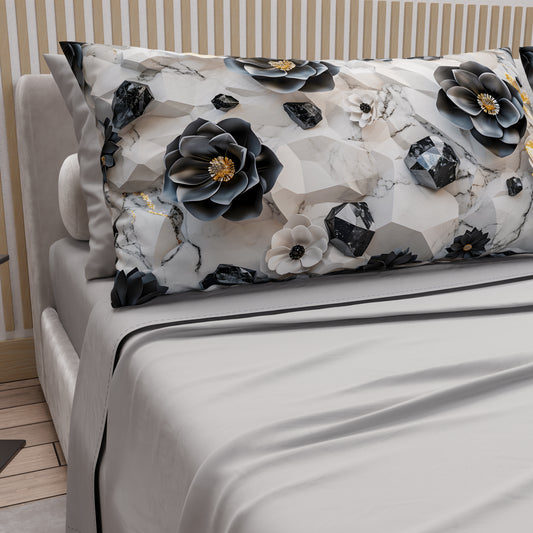 Lenzuola in Cotone, Completo Letto con Federe in Stampa Digitale Floreale 06-7