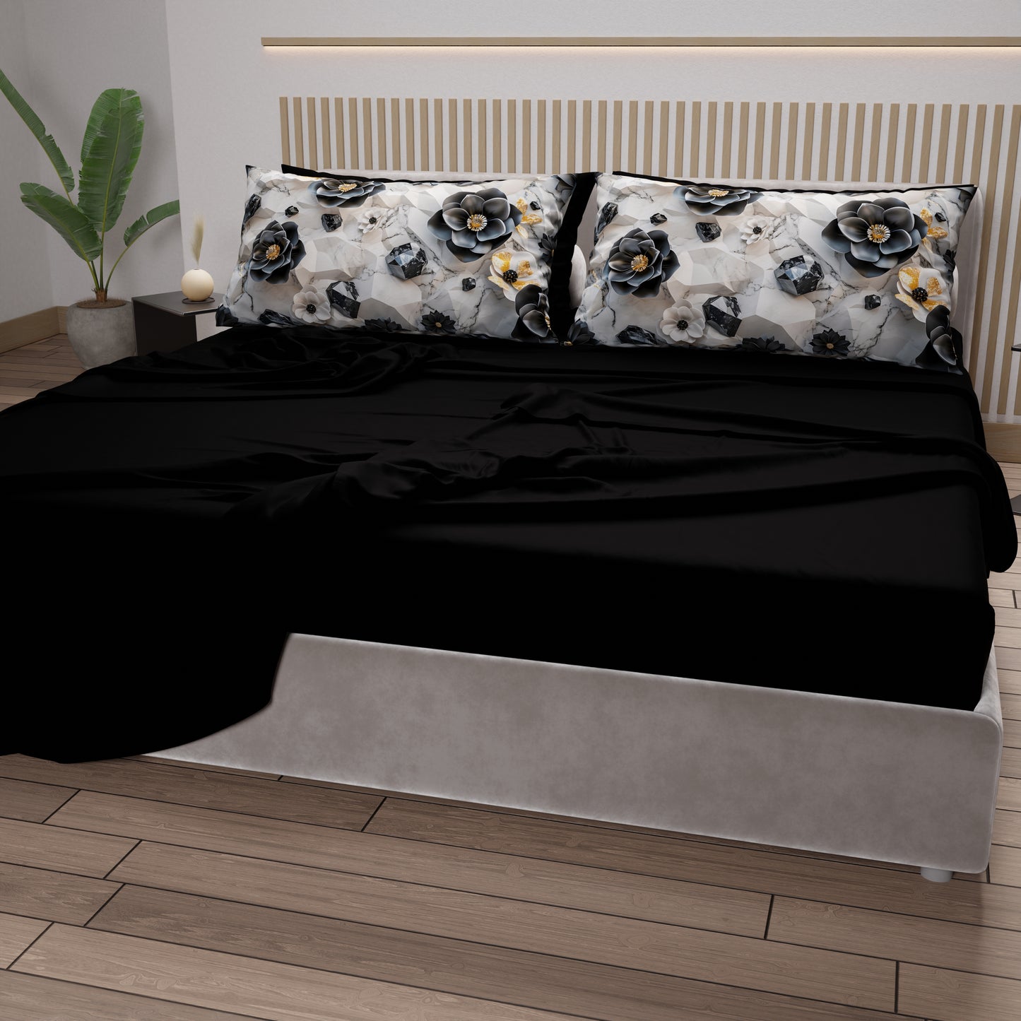 Lenzuola in Cotone, Completo Letto con Federe in Stampa Digitale Floreale 06-7