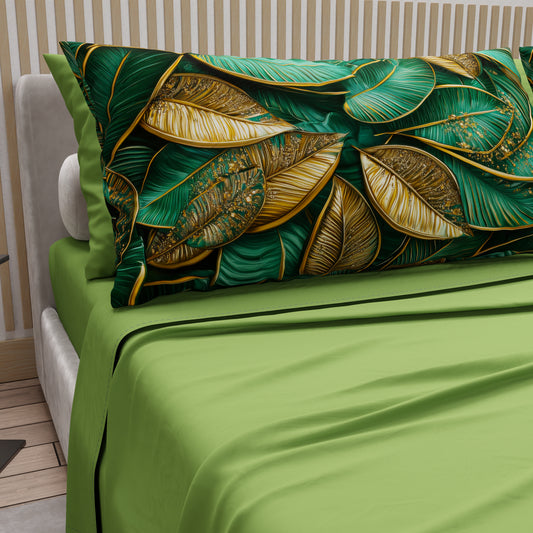 Draps en coton, parure de lit avec taies d'oreiller en impression numérique Tropical 06-1