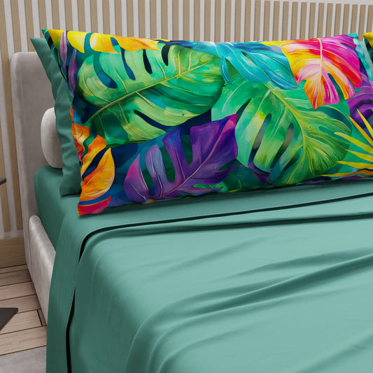 Draps en coton, parure de lit avec taies d'oreiller en impression numérique Tropical 06-2