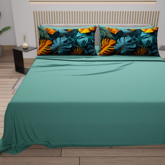 Draps en coton, parure de lit avec taies d'oreiller en impression numérique Tropical 06-3