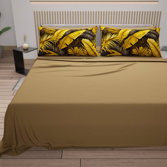 Draps en coton, parure de lit avec taies d'oreiller en impression numérique Tropical 06-4