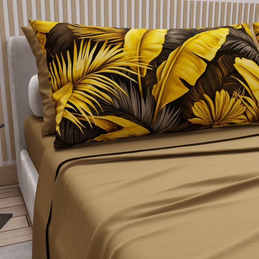Draps en coton, parure de lit avec taies d'oreiller en impression numérique Tropical 06-4