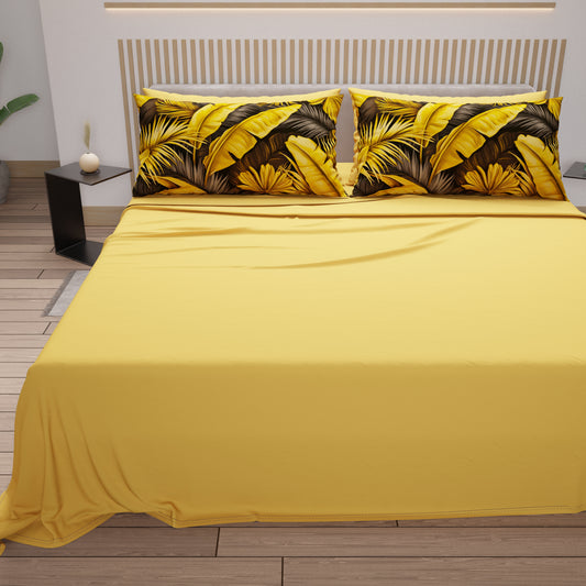 Draps en coton, parure de lit avec taies d'oreiller en impression numérique Tropical 06-4