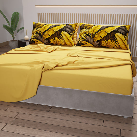 Draps en coton, parure de lit avec taies d'oreiller en impression numérique Tropical 06-4