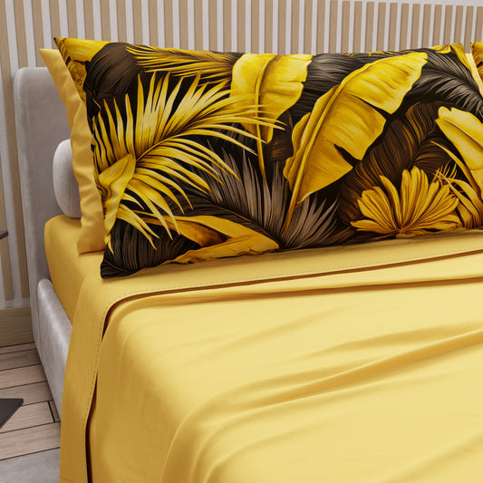Draps en coton, parure de lit avec taies d'oreiller en impression numérique Tropical 06-4