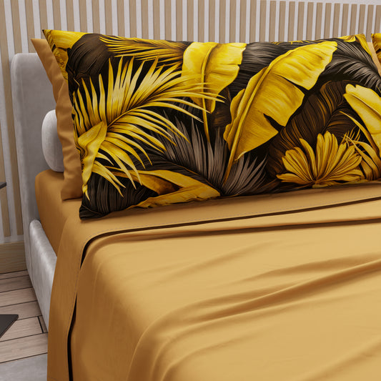 Draps en coton, parure de lit avec taies d'oreiller en impression numérique Tropical 06-4