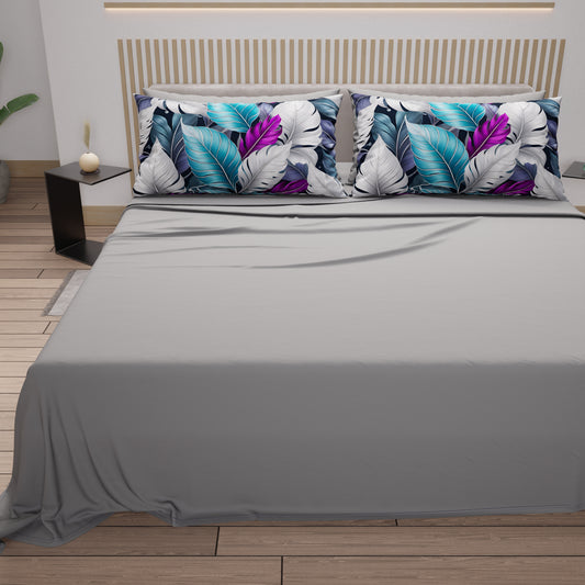 Draps en coton, parure de lit avec taies d'oreiller en impression numérique Tropical 06-6