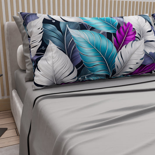 Draps en coton, parure de lit avec taies d'oreiller en impression numérique Tropical 06-6