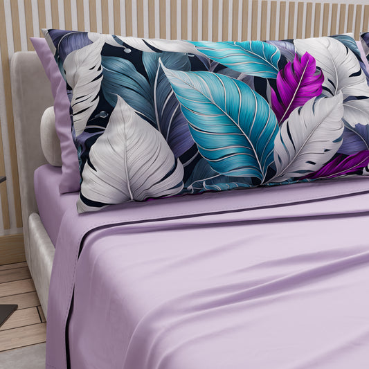 Draps en coton, parure de lit avec taies d'oreiller en impression numérique Tropical 06-6