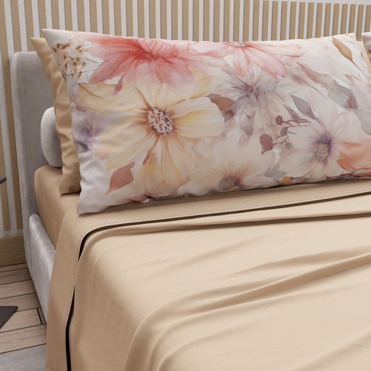 Draps en coton, parure de lit avec taies d'oreiller en impression numérique florale F1