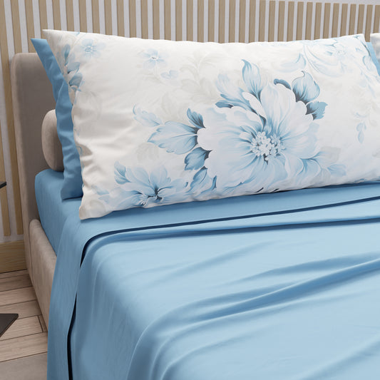 Draps en coton, parure de lit avec taies d'oreiller en impression digitale florale 103
