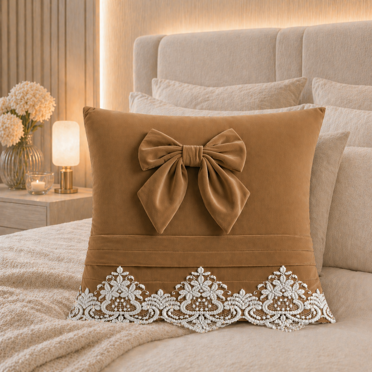 Coussins Décoratifs en Velours 1pc, Coussins de Canapé Bijou Taupe