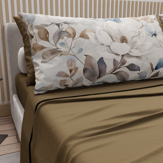 Lenzuola in Cotone, Completo Letto con Federe in Stampa Digitale Floreale F16