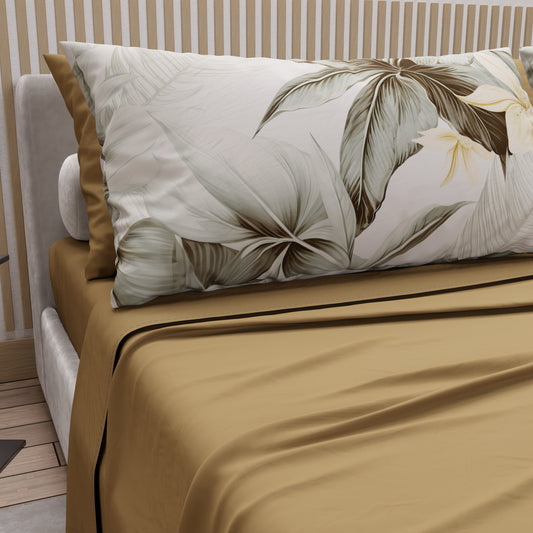 Draps en Coton, Parure de Lit avec Taies d'Oreiller en Impression Digitale Florale F19