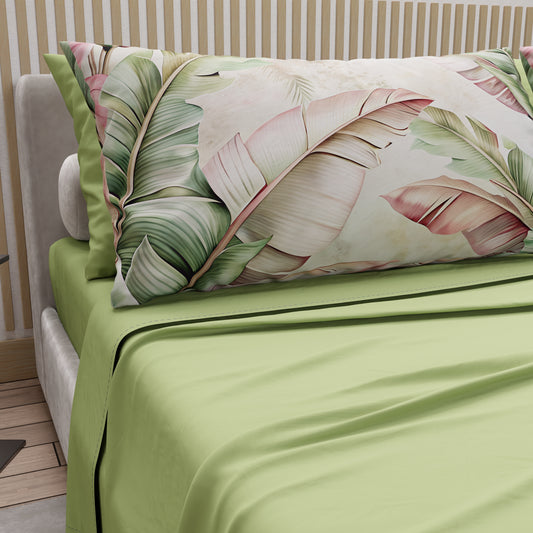 Draps en Coton, Parure de Lit avec Taies d'Oreiller en Impression Digitale Florale F191