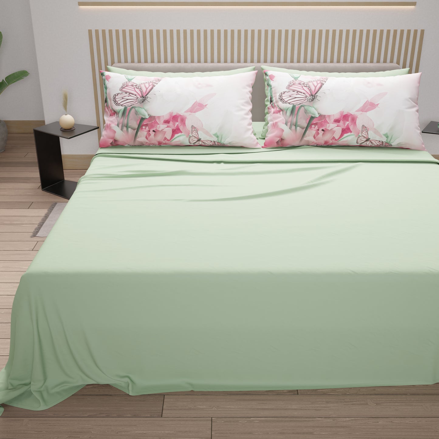 Lenzuola in Cotone, Completo Letto con Federe in Stampa Digitale Roses Butterfly