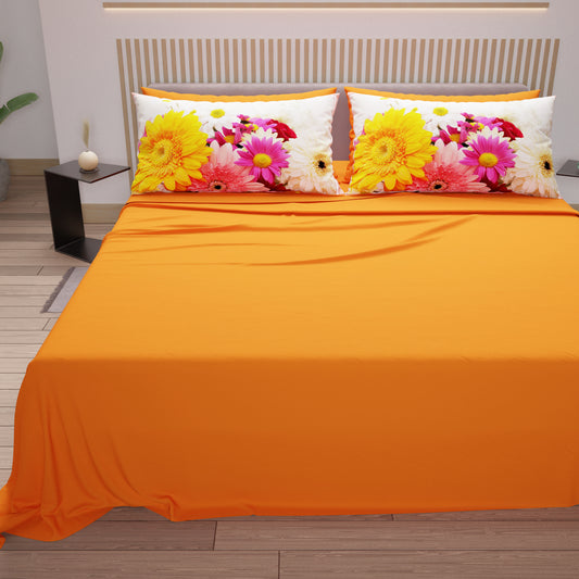 Lenzuola in Cotone, Completo Letto con Federe in Stampa Digitale Floreale 13