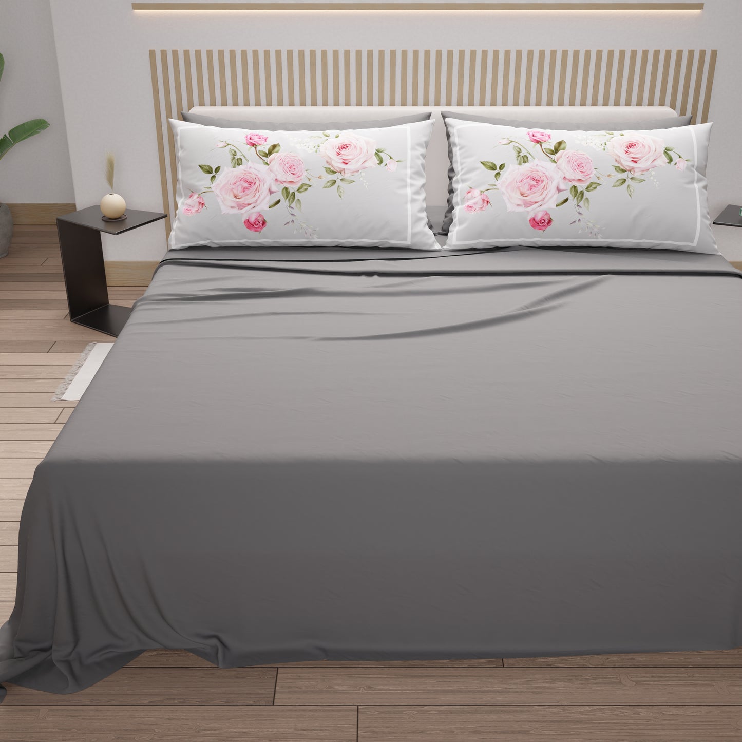 Lenzuola in Cotone, Completo Letto con Federe in Stampa Digitale Floreale 20-02