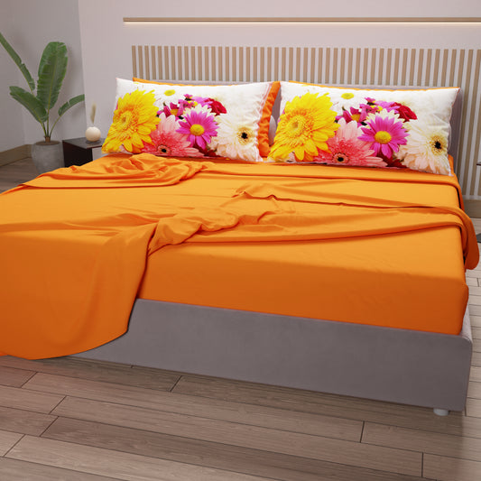 Lenzuola in Cotone, Completo Letto con Federe in Stampa Digitale Floreale 13