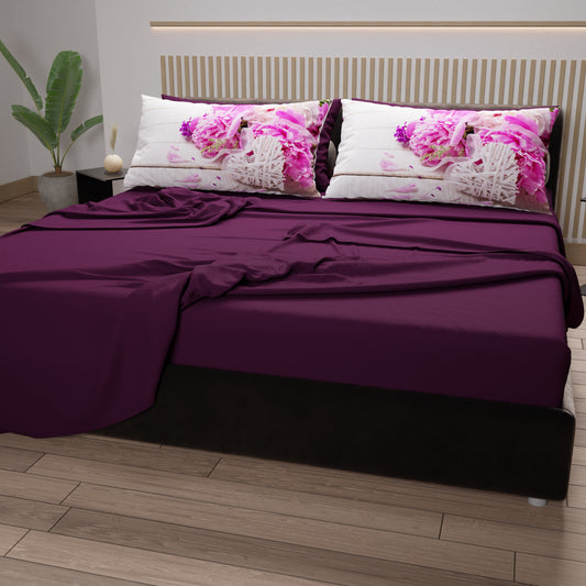 Draps en Coton, Parure de Lit avec Taies d'Oreiller en Impression Numérique Spring