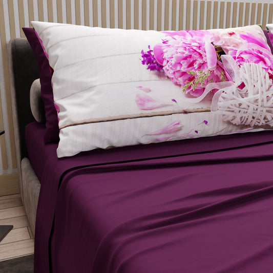 Draps en Coton, Parure de Lit avec Taies d'Oreiller en Impression Numérique Spring