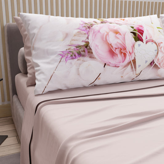 Lenzuola in Cotone, Completo Letto con Federe in Stampa Digitale Country Chic