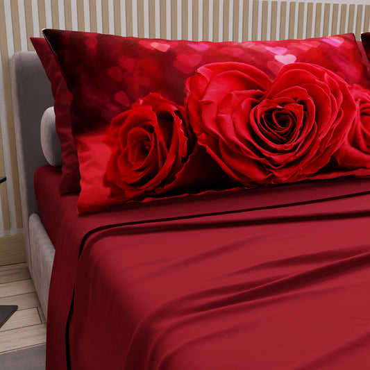 Lenzuola in Cotone, Completo Letto con Federe in Stampa Digitale Passion