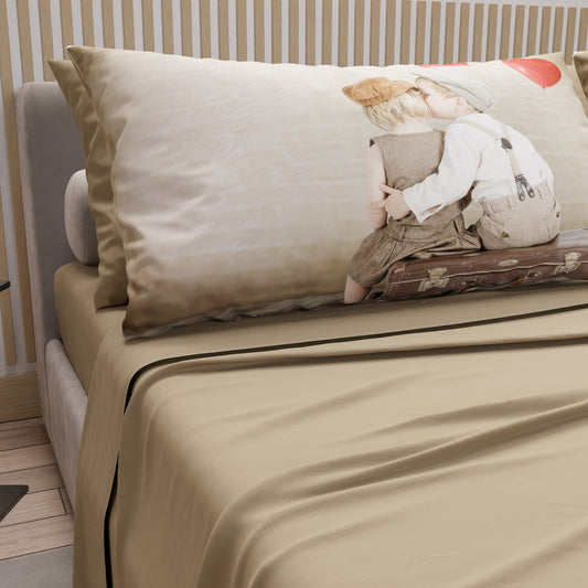 Lenzuola in Cotone, Completo Letto con Federe in Stampa Digitale Bacio