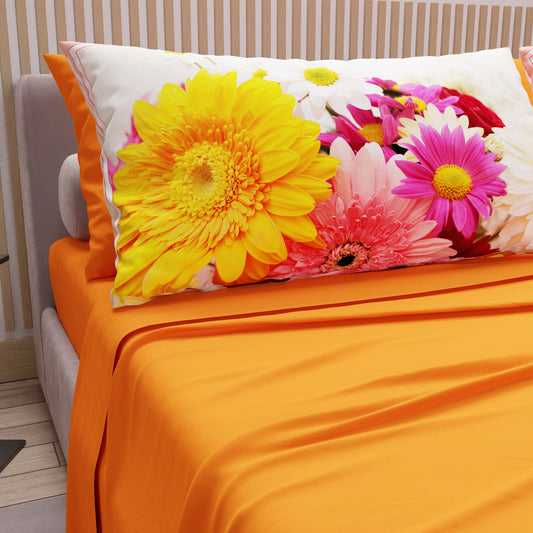 Lenzuola in Cotone, Completo Letto con Federe in Stampa Digitale Floreale 13