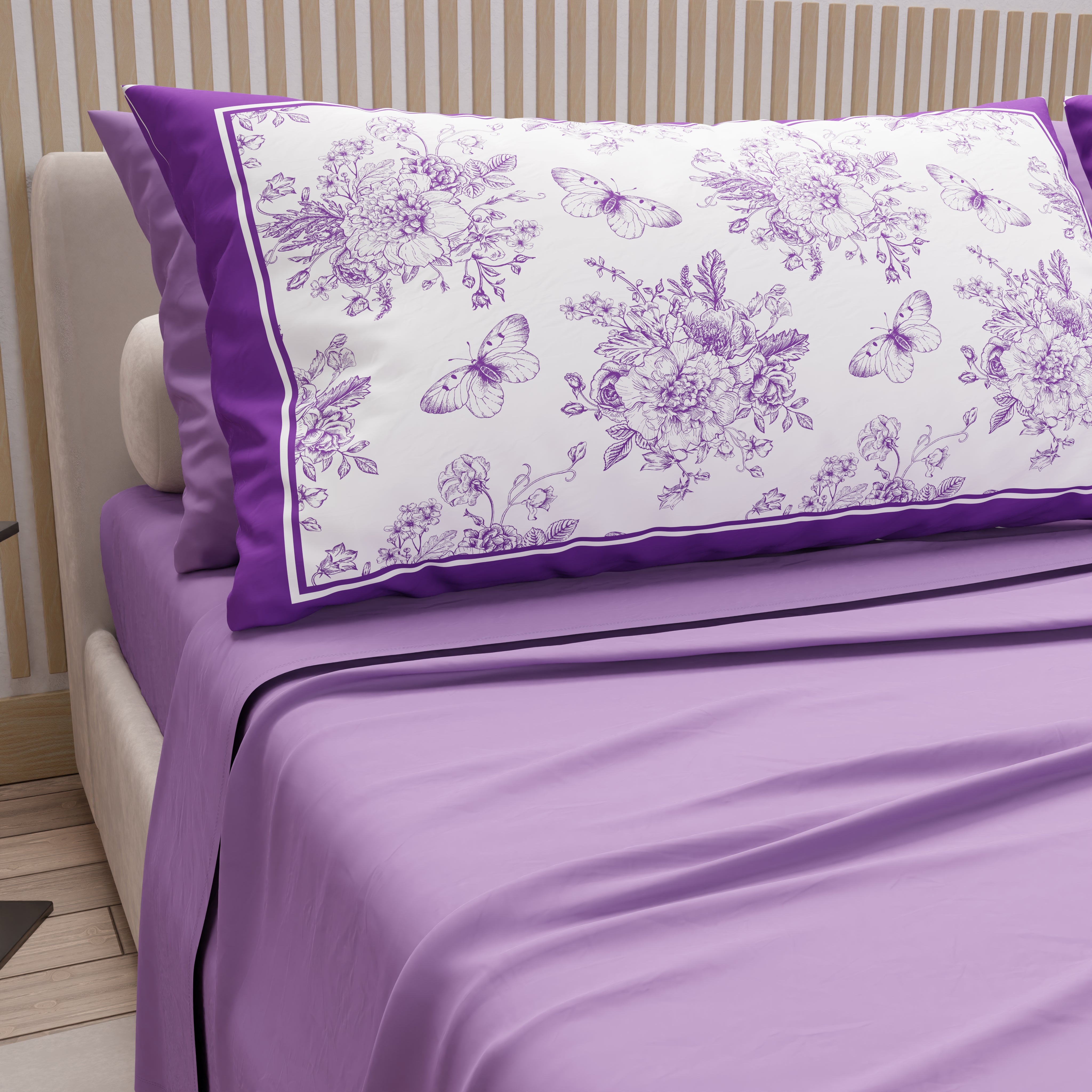 Completo Lenzuolo Effetto Copriletto Fazzini Glicine - Percalle di P – Casa da Sogno Completo Lenzuolo Effetto Copriletto Fazzini Glicine - Percalle di P – Casa da Sogno