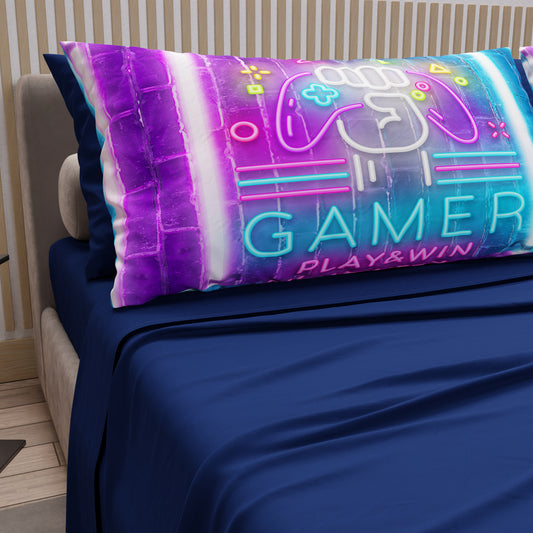 Lenzuola in Cotone, Completo Letto con Federe in Stampa Digitale Gamer
