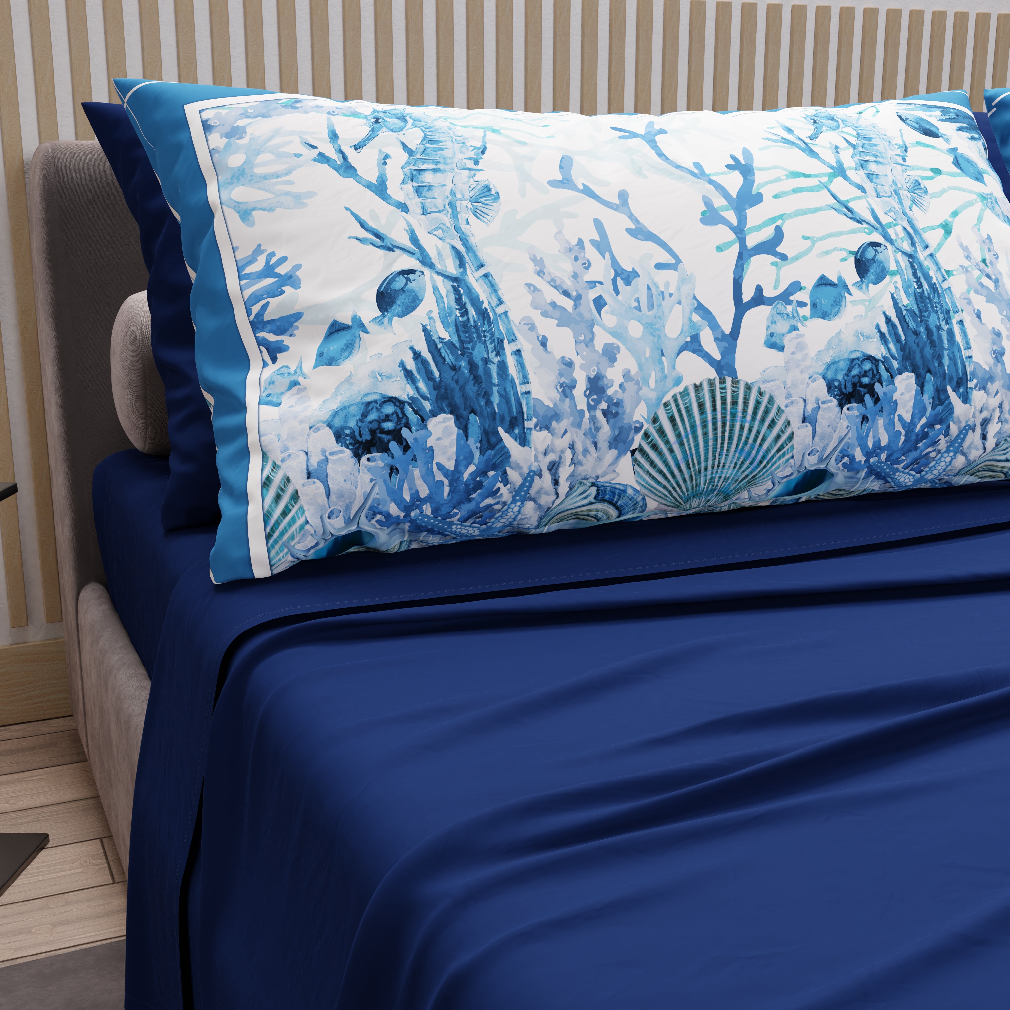 Wrangler Set Lenzuola Queen Size - Ispirato A Yellowstone - Microfibra Traspirante, Elasticizzato (Blu Cactus Toile)