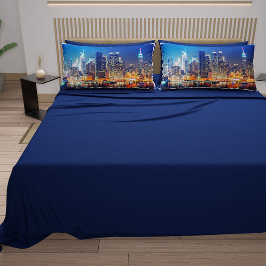Lenzuola in Cotone, Completo Letto con Federe in Stampa Digitale City 02