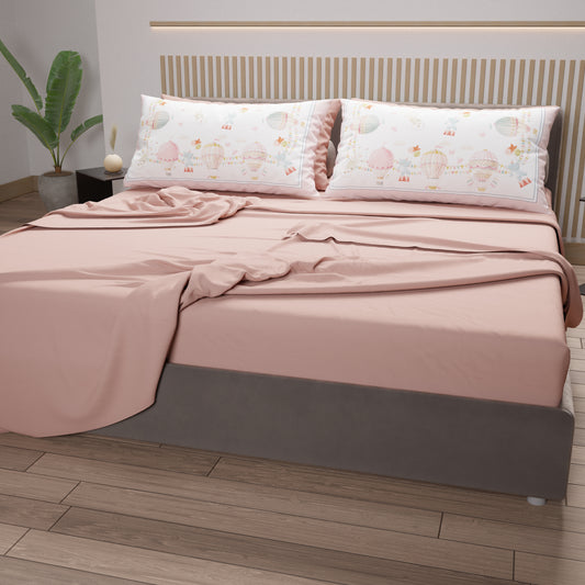 Lenzuola in Cotone, Completo Letto con Federe in Stampa Digitale Party Elephants