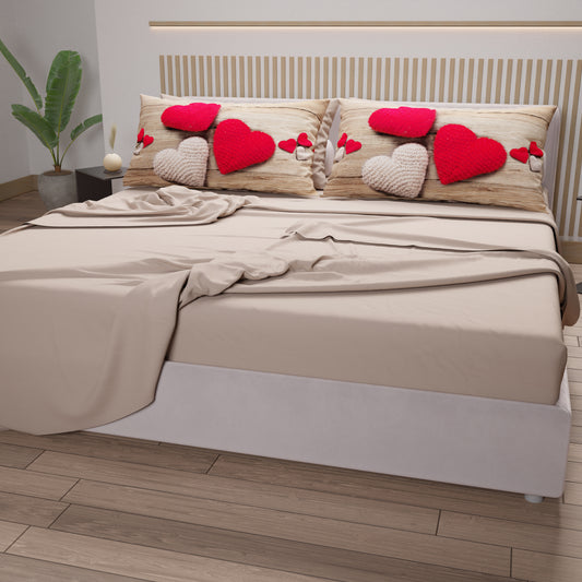 Lenzuola in Cotone, Completo Letto con Federe in Stampa Digitale Cuore
