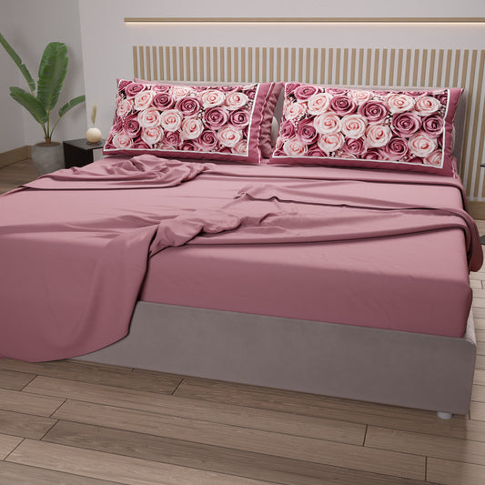 Lenzuola in Cotone, Completo Letto con Federe in Stampa Digitale Floreale 15