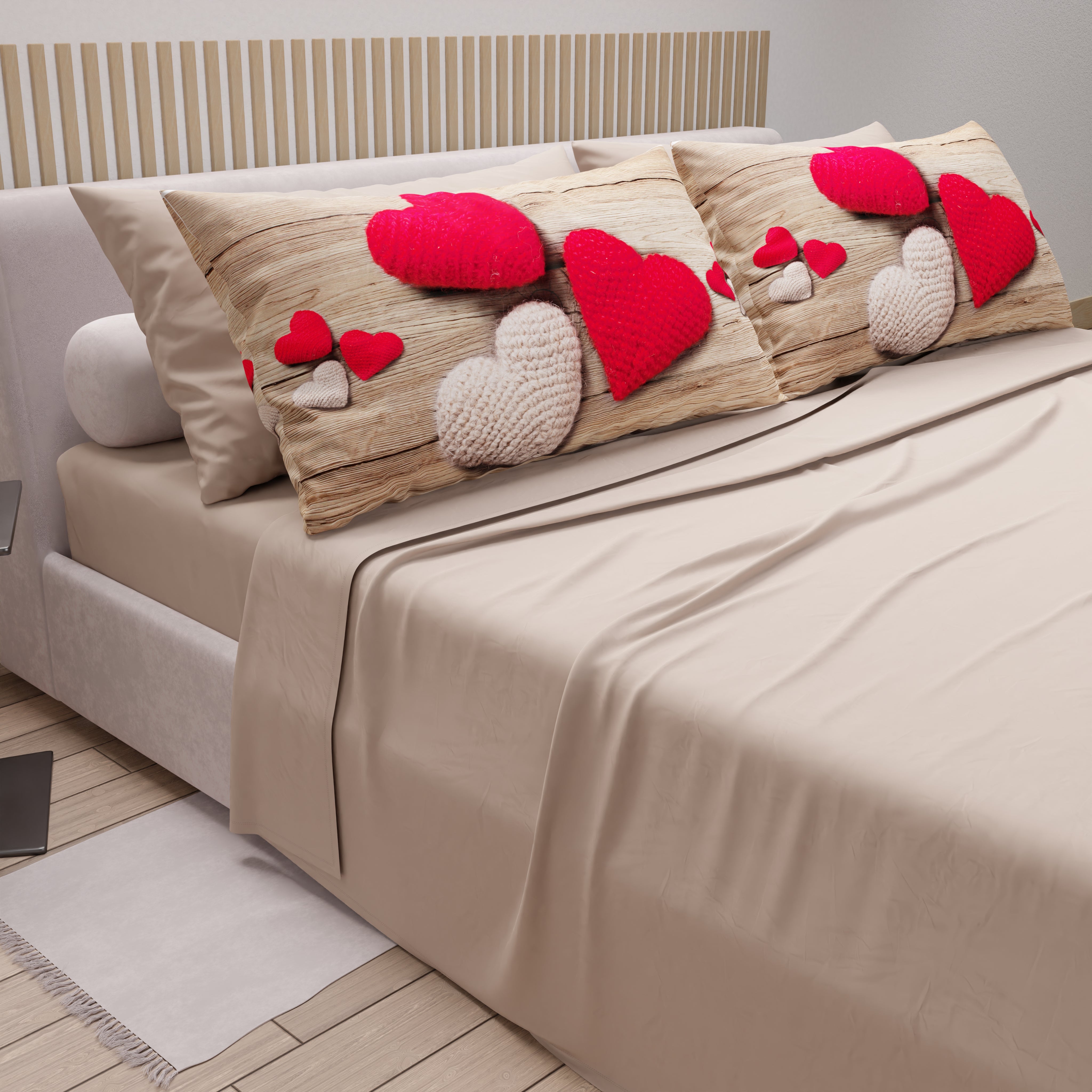 Lenzuola in Cotone, Completo Letto con Federe in Stampa Digitale Cuore