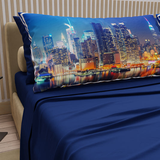 Lenzuola in Cotone, Completo Letto con Federe in Stampa Digitale City 02