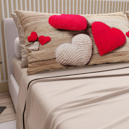 Lenzuola in Cotone, Completo Letto con Federe in Stampa Digitale Cuore