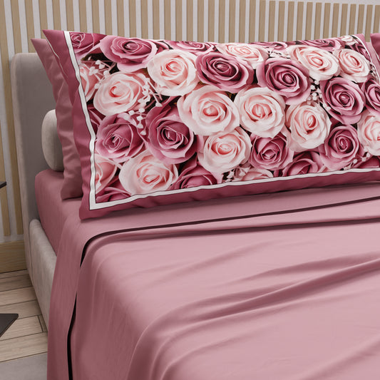 Lenzuola in Cotone, Completo Letto con Federe in Stampa Digitale Floreale 15