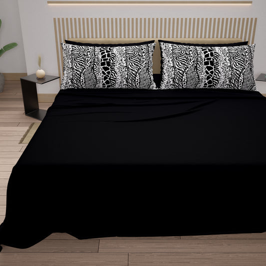 Lenzuola in Cotone, Completo Letto con Federe in Stampa Digitale Animalier Zebrato